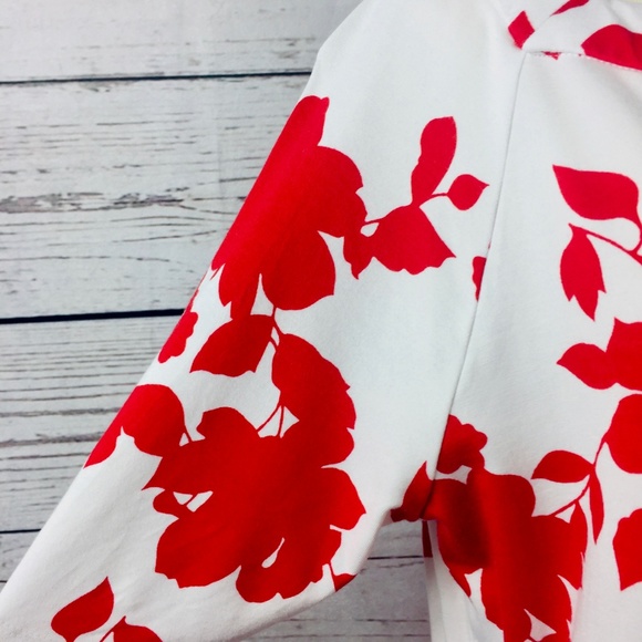 Talbots White Red Floral Square Neck Top - Picture 5 of 8